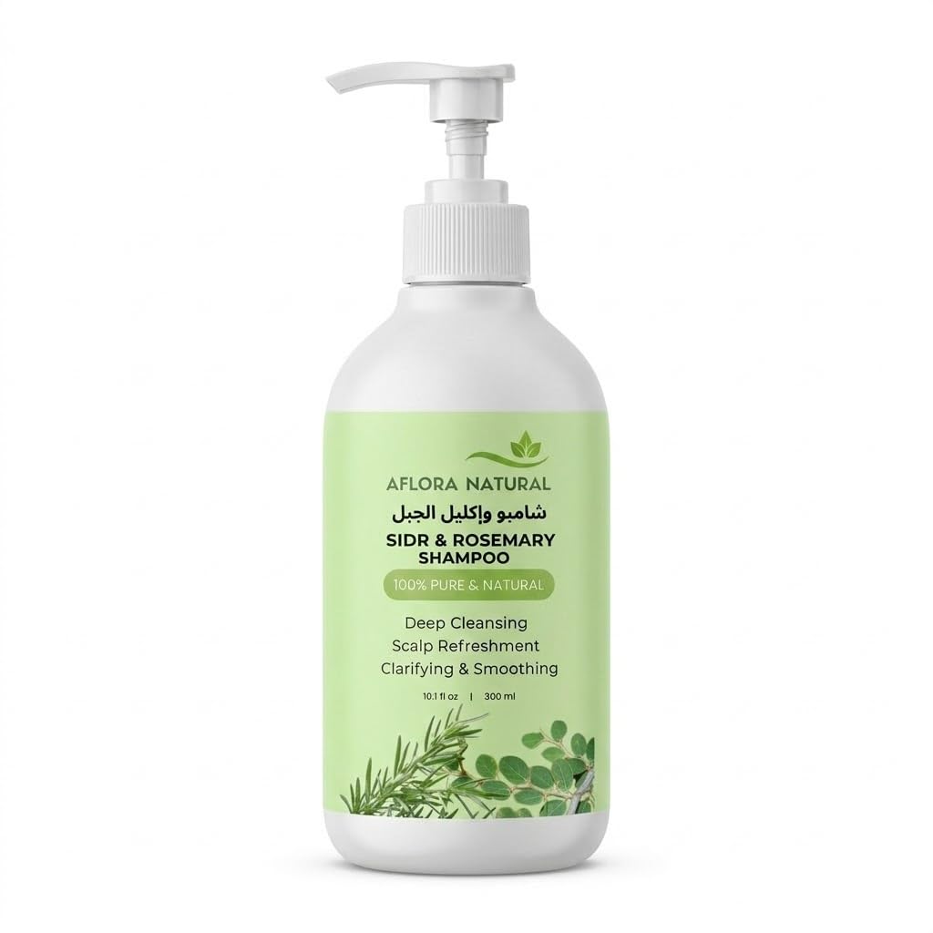 41QJSdlgV2L.jpg AFLORA NATURALSidr and Rosemary Shampoo, 300ml, Revitalising Hair Wash, with Sidr and Rosemary Extracts, for Thick-Looking, Radiant and Smooth Hair - Image 1