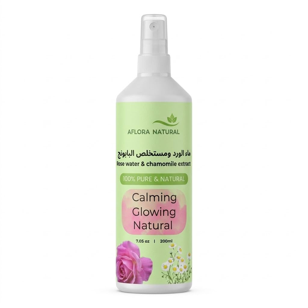 41ZRMzjrt7L.jpg AFLORA NATURALRose Water with Chamomile Extract (200ml) – Calming & Soothing Facial Toner – Gentle Refreshing Mist for Sensitive, Radiant & Balanced Skin – Botanical Beauty Treatment - Image 1