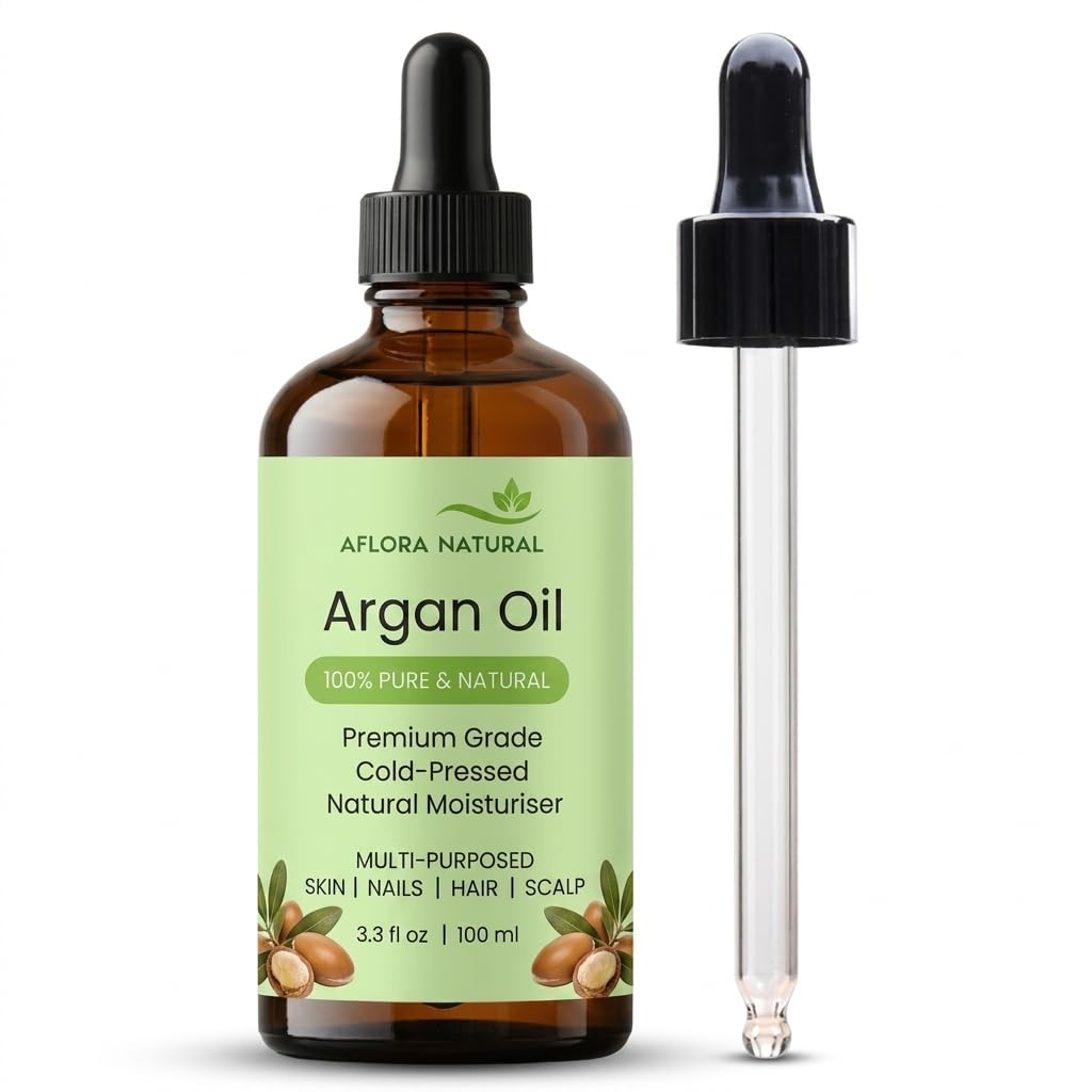 5184rWQijlL.jpg AFLORA NATURALPure Argan Oil for Hair and Skin, Premium Moroccan Botanical Oil, Luminous Shine, Velvet Softness, 100ml - Image 1
