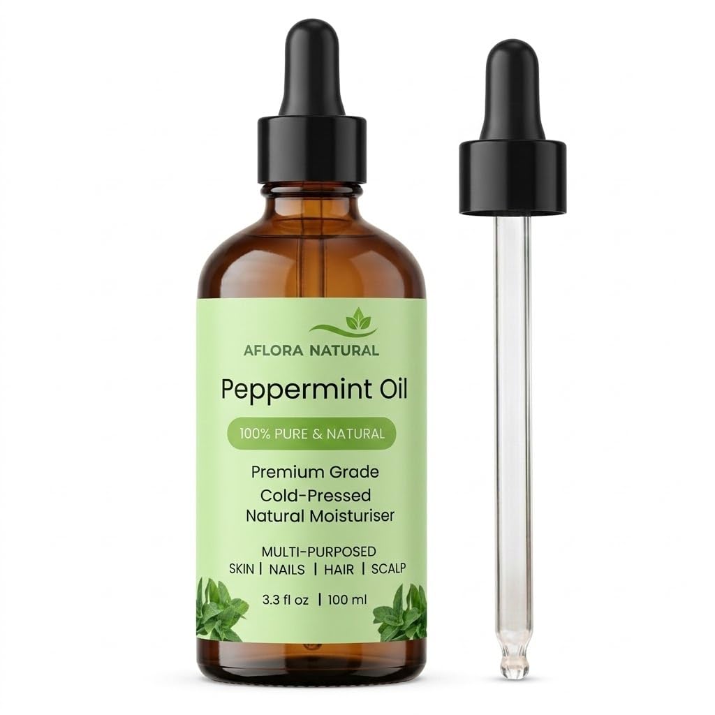 51GjLGIm-L.jpg AFLORA NATURALPeppermint Essential Oil, 100ml, Multi-Purpose Cooling and Clarifying, Refreshing Scalp and Skin Treatment, Botanical Beauty Oil - Image 1