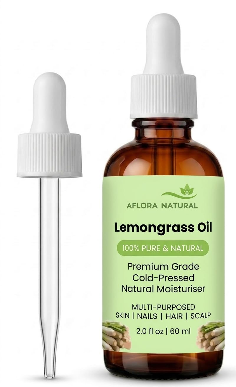 51Iy3XuExdL.jpg AFLORA NATURALLemongrass Oil 100% Pure Cold-Pressed 60 ml - Image 1