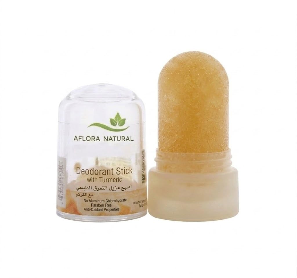 51RyVV27gFL.jpg AFLORA NATURALDeodorant Stick with Turmeric, Aluminum-Free, Paraben-Free, Clear Solid, Daily Body Odour Protection, Travel Size, for Men and Women - Image 1