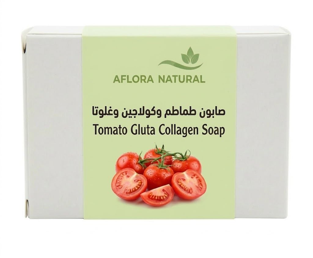 51SJBWfCc0L.jpg AFLORA NATURALTomato Gluta Collagen Soap, Hydroquinone-Free Skin Cleansing Bar, Revitalising Botanical Beauty Treatment for Radiant, Firm and Even-Looking Complexion - Image 1
