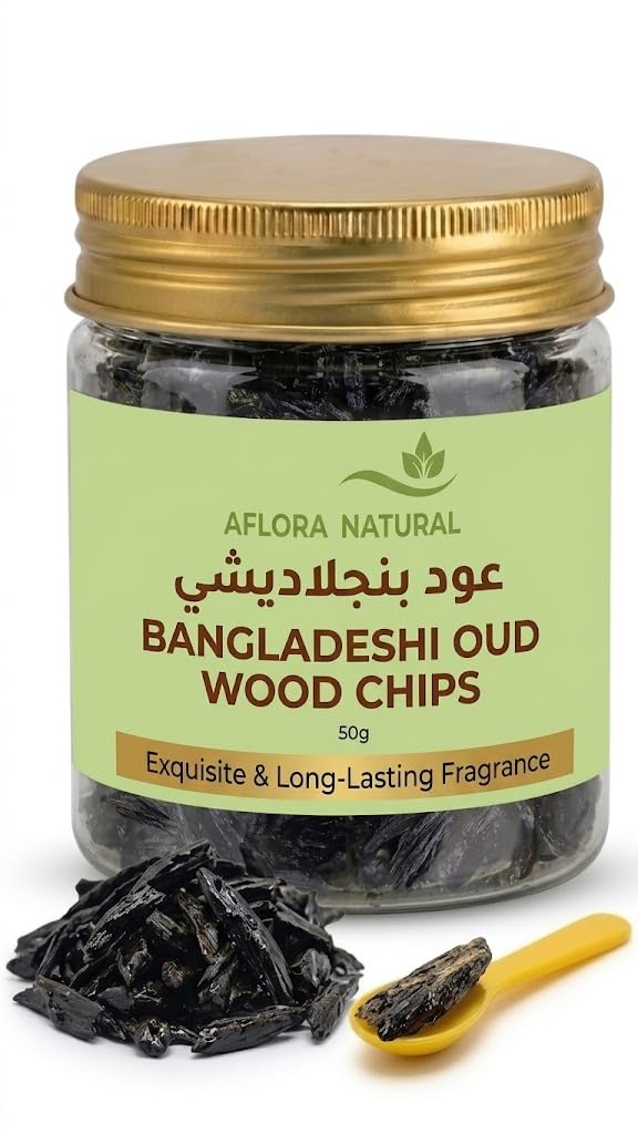 51ent2uPXaL.jpg AFLORA NATURALPremium Bangladeshi Oud Wood Chips, Authentic Raw Agarwood Incense, Long-Lasting Home Fragrance, 50g - Image 1