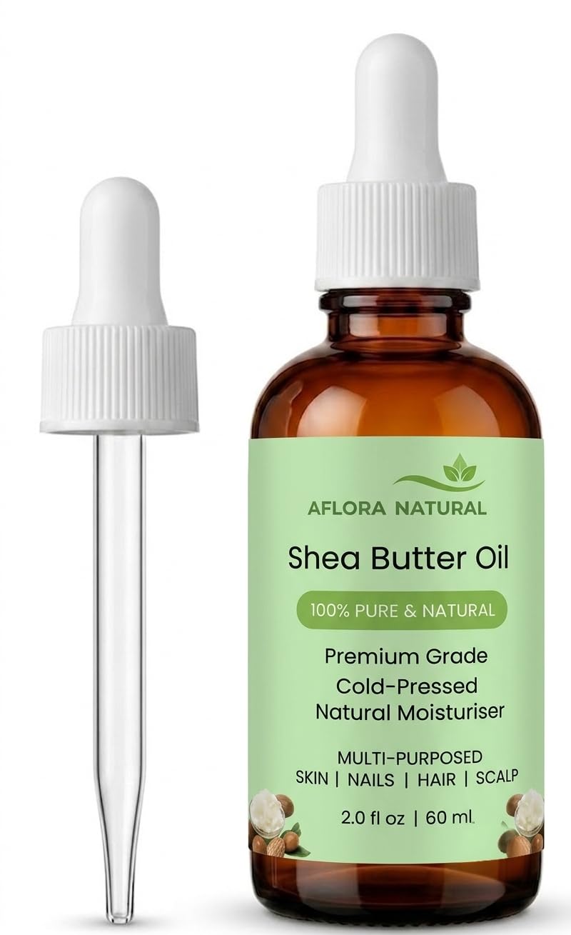 51hjwo84p2L.jpg AFLORA NATURALShea Butter Oil – 100% Pure Cold-Pressed Multi-Purpose Natural Moisturizer for Skin, Hair, Nails, and Scalp – Premium Beauty Oil with Dropper – 2.0 fl oz (60 ml) - Image 1