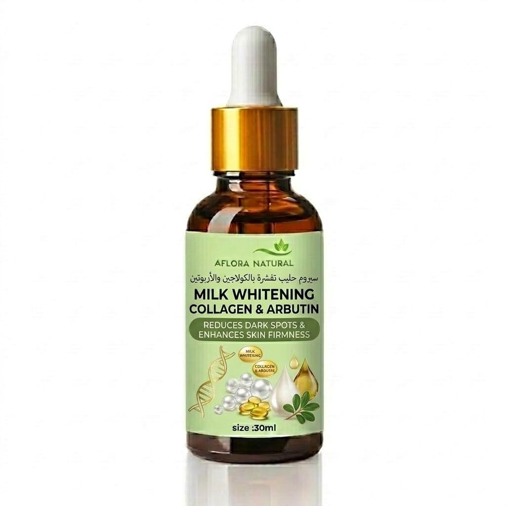 51jhOkCt5rL.jpg AFLORA NATURALFacial Serum with Milk Extract Collagen and Arbutin, Reduces Dark Spots, Enhances Firmness, Radiant Complexion, 30ml - Image 1