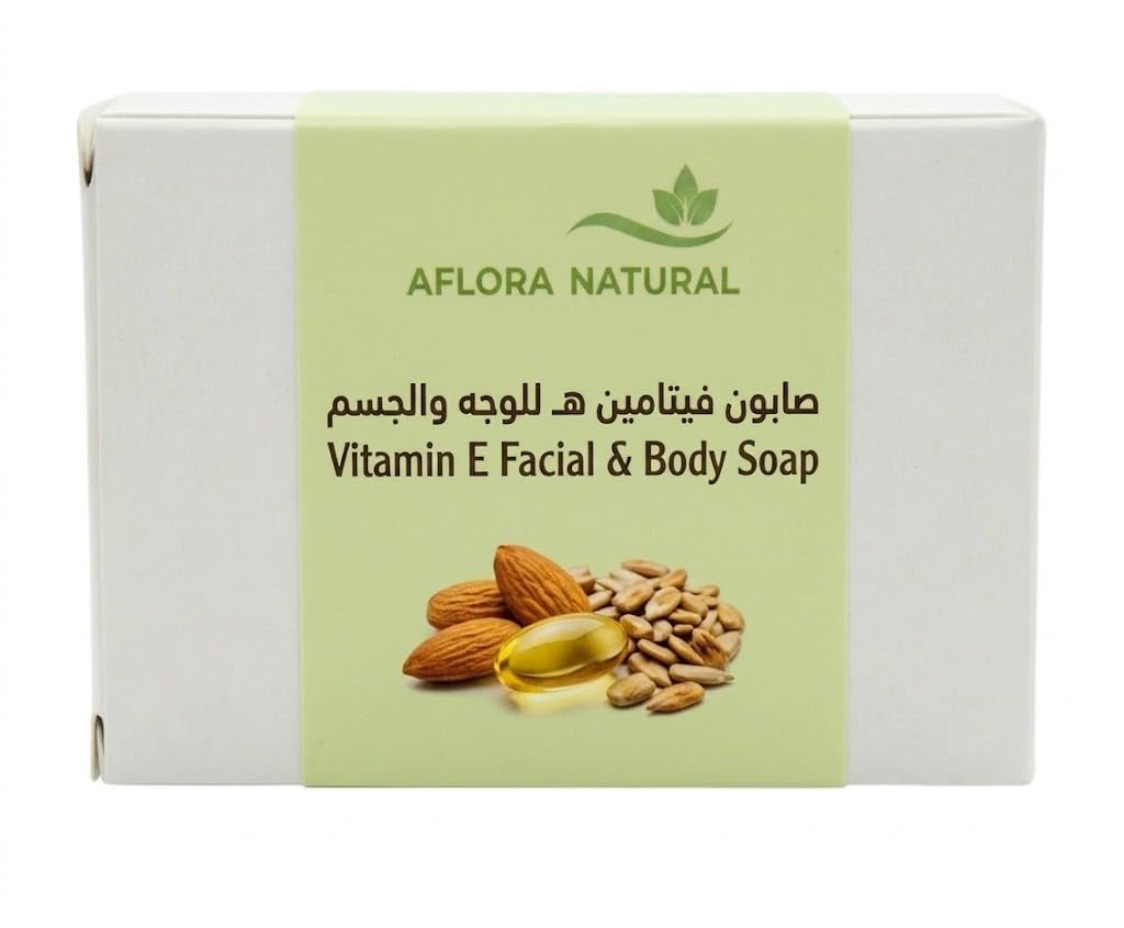 51n1IoOjq9L.jpg AFLORA NATURALVitamin E Facial and Body Soap Bar, Smoothing and Purifying, for Radiant, Firm and Healthy-Looking Skin, Botanical Beauty Treatment - Image 1