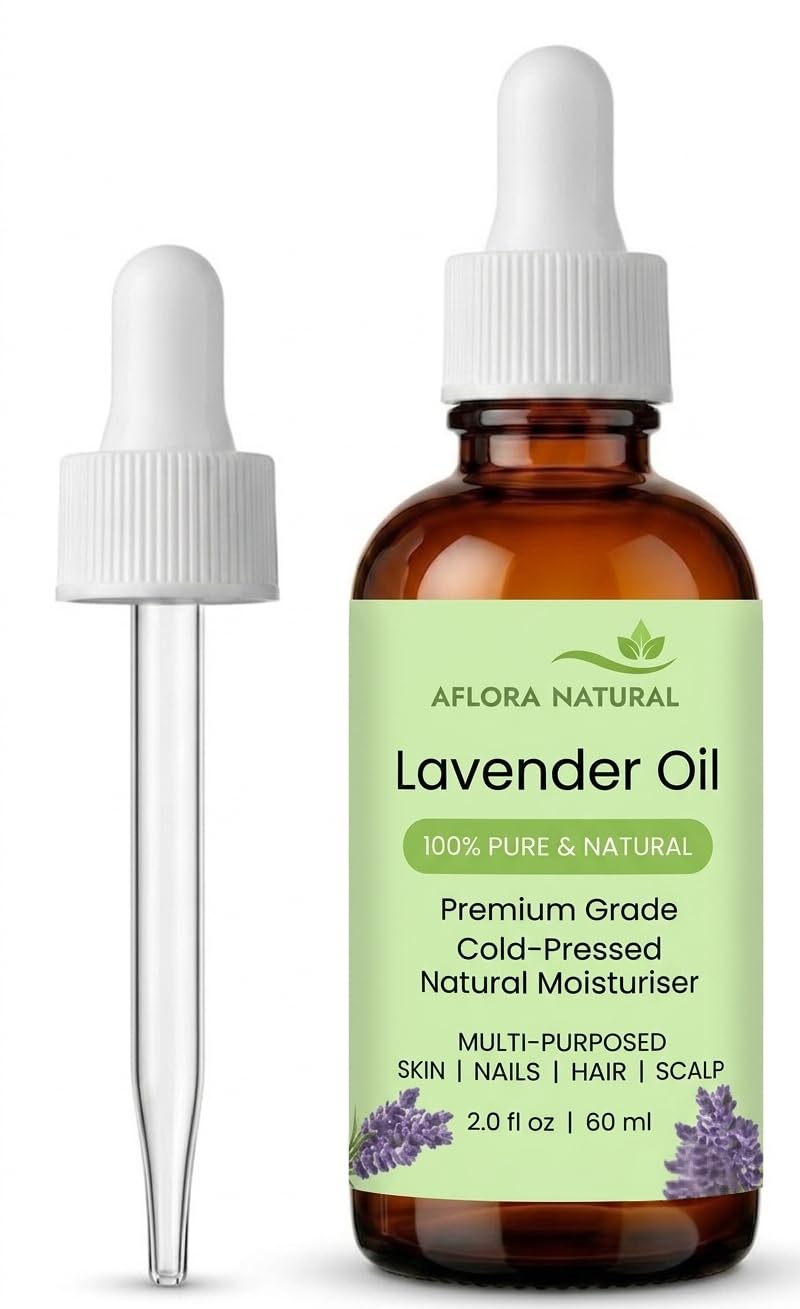 51pDoR8tbsL.jpg AFLORA NATURALLavender Oil – 100% Pure Cold-Pressed Multi-Purpose Natural Moisturizer for Skin, Hair, Nails, and Scalp – Premium Beauty Oil with Dropper – 2.0 fl oz (60 ml) - Image 1