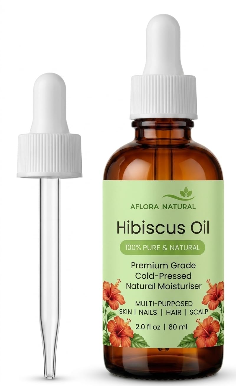 610YsIXrOFL.jpg AFLORA NATURALHibiscus Oil – 100% Pure Cold-Pressed Multi-Purpose Natural Moisturizer for Skin, Hair, Nails, and Scalp – Premium Beauty Oil with Dropper – 2.0 fl oz (60 ml) - Image 1