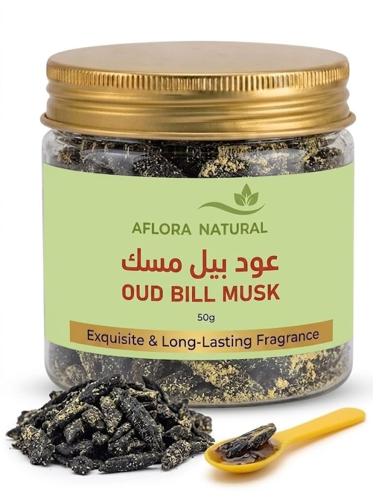61OPjV40oVL.jpg AFLORA NATURALOud Bakhoor Blend with Bill Musk Infused Wood Chips, Powder-Dusted, Long-Lasting Home Fragrance, 50g Jar - Image 1