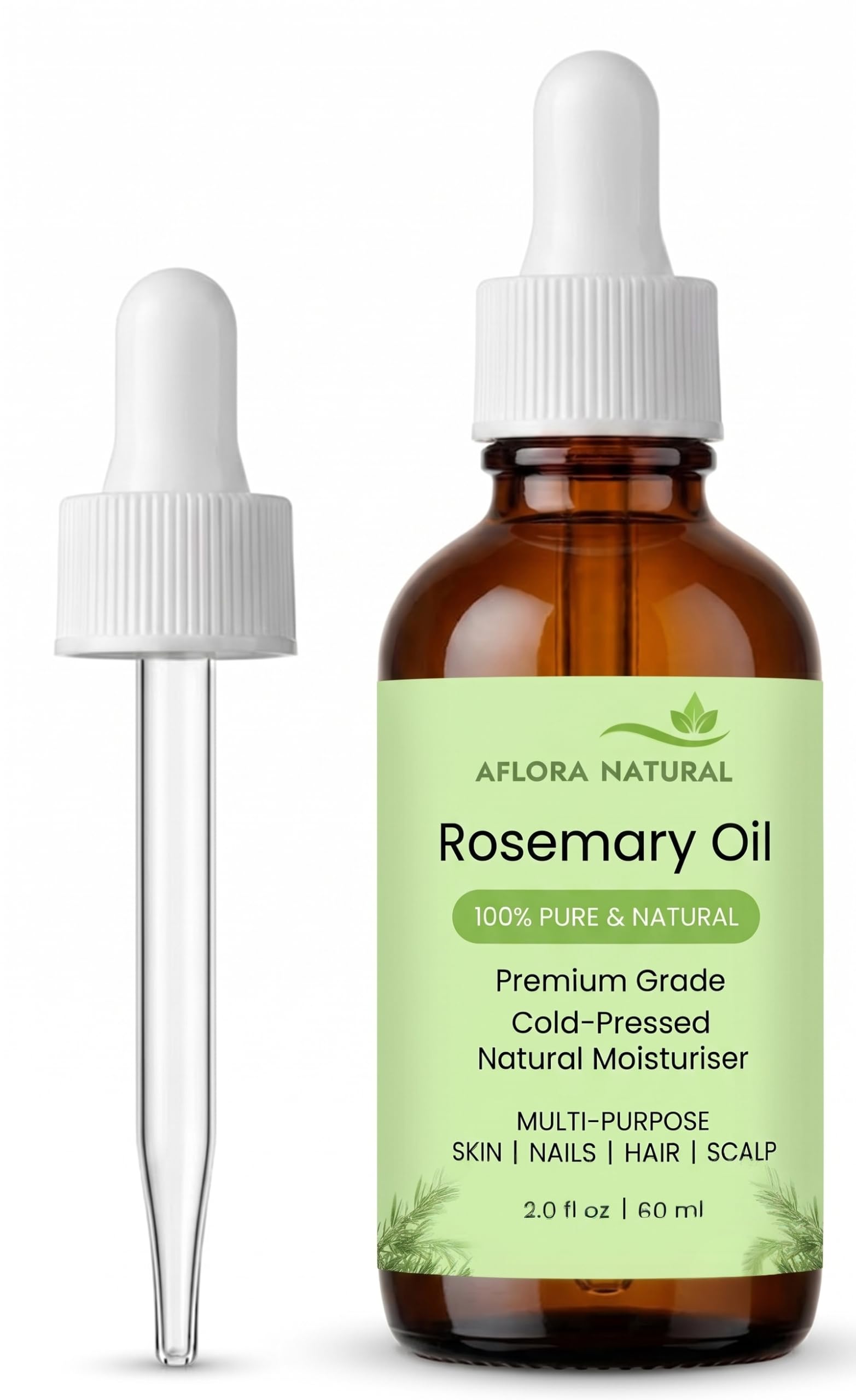 71QIsGQ6nIL.jpg AFLORA NATURALRosemary Oil – 100% Pure Cold-Pressed Multi-Purpose Natural Moisturizer for Skin, Hair, Nails, and Scalp – Premium Beauty Oil with Dropper – 2.0 fl oz (60 ml) - Image 1