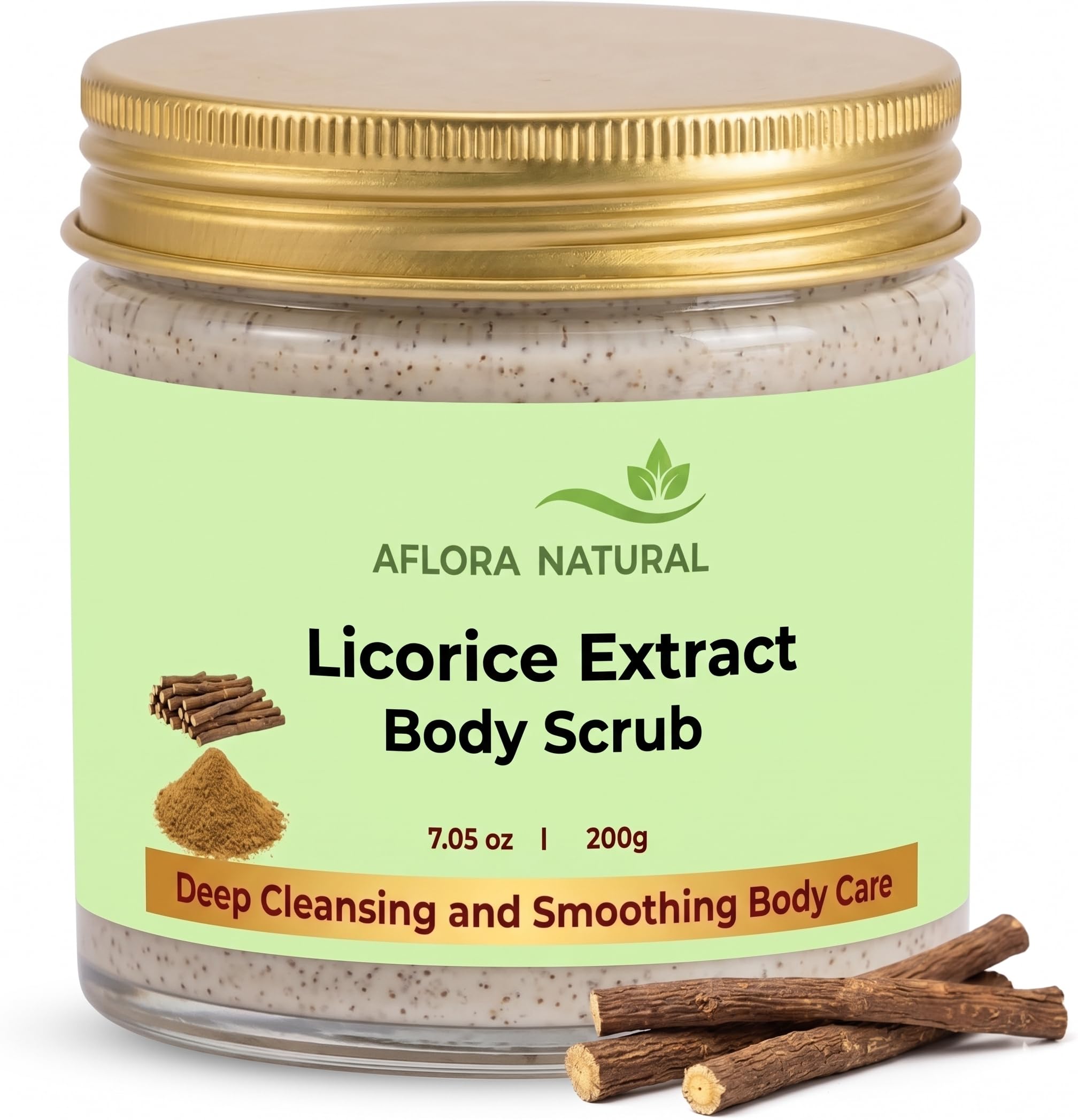 71sZtN-siWL.jpg AFLORA NATURALLicorice Extract Sugar Scrub, Brightening Body Exfoliator, Botanical Beauty Treatment, 200g - Image 1