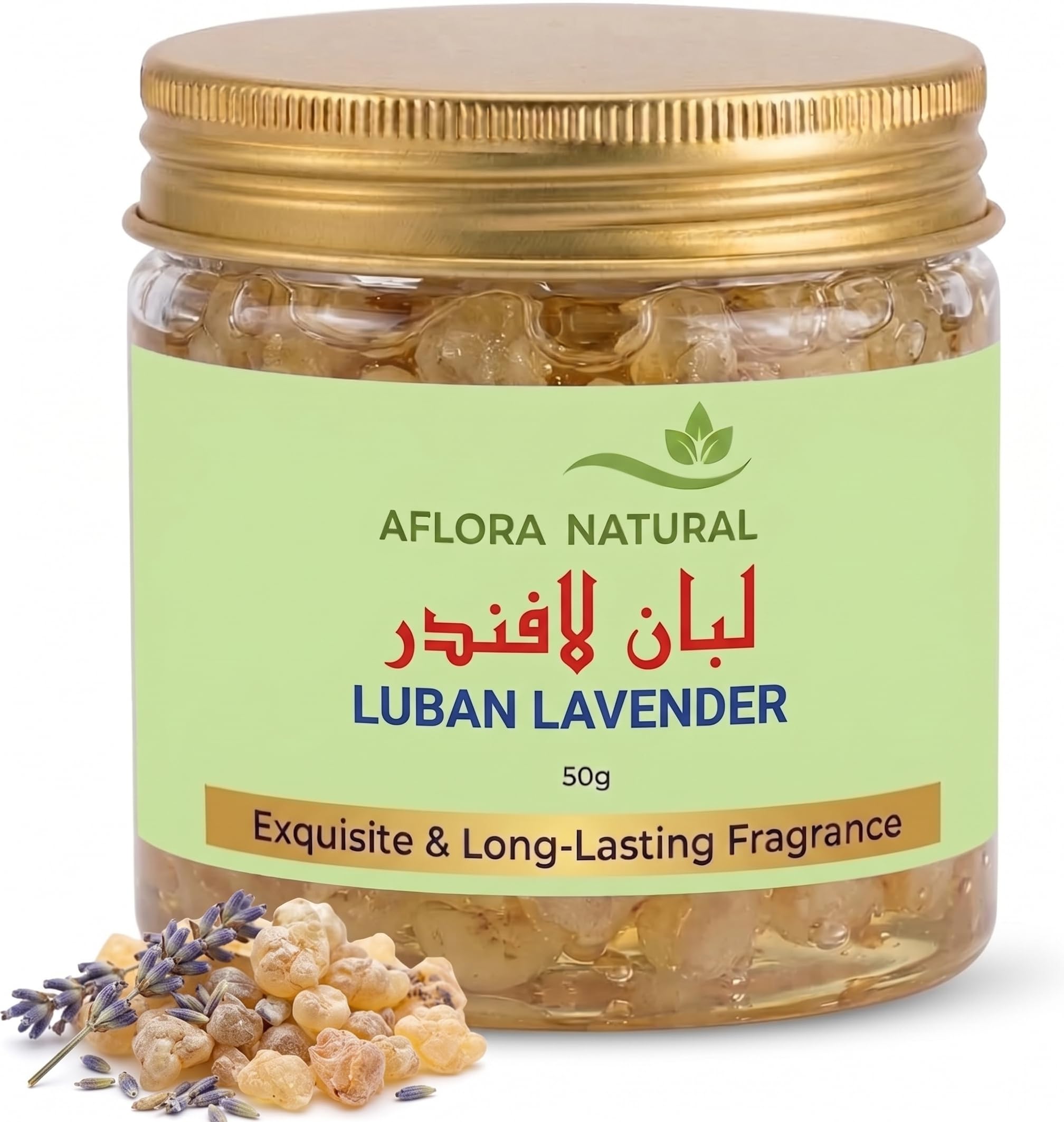 71zs3VrnPrL.jpg AFLORA NATURALLuban Lavender Resin Incense, Premium Frankincense Tears with Floral Notes, Long-Lasting Home Fragrance, 50g Jar - Image 1