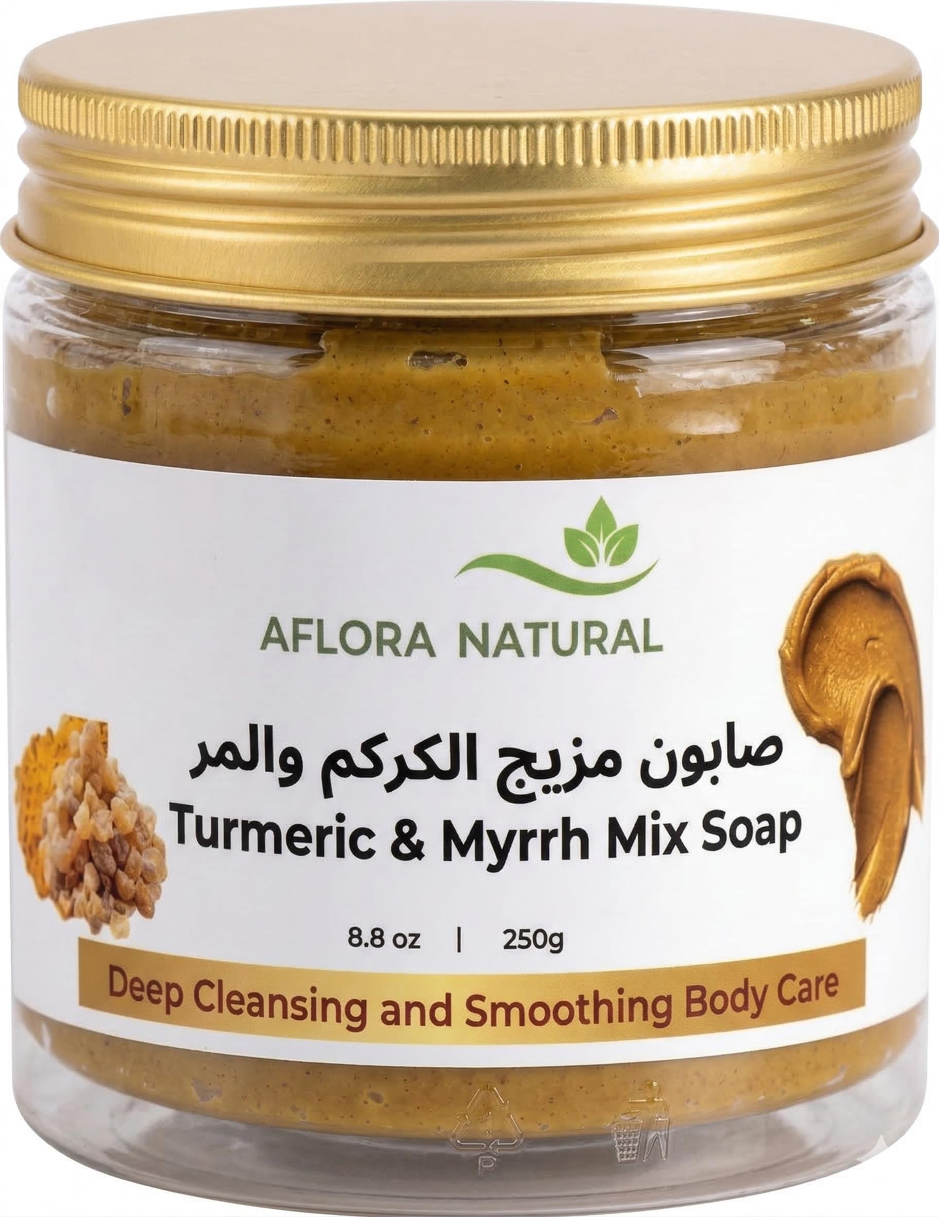 81KHhq9txXL.jpg AFLORA NATURALTurmeric and Myrrh Soap Bar, Deep Cleansing and Smoothing Formula, Golden Radiance, Bar Form, 250g, for Face and Body - Image 1