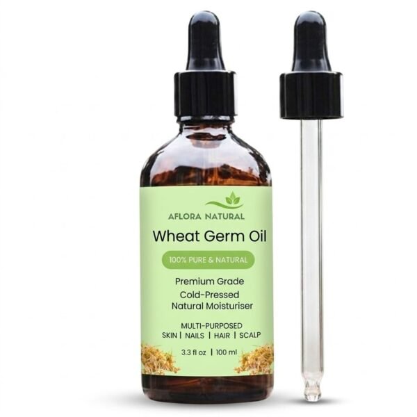 AFLORA NATURAL Wheat Germ Oil, 100ml, Nourishing Moisturiser for Skin and Hair, Revitalising Botanical Beauty Oil