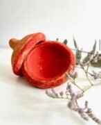 Moroccan Aker Fassi Powder Clay Pot ? Traditional Red Natural Plant?Based Beauty Color in Handmade Moroccan Clay Container