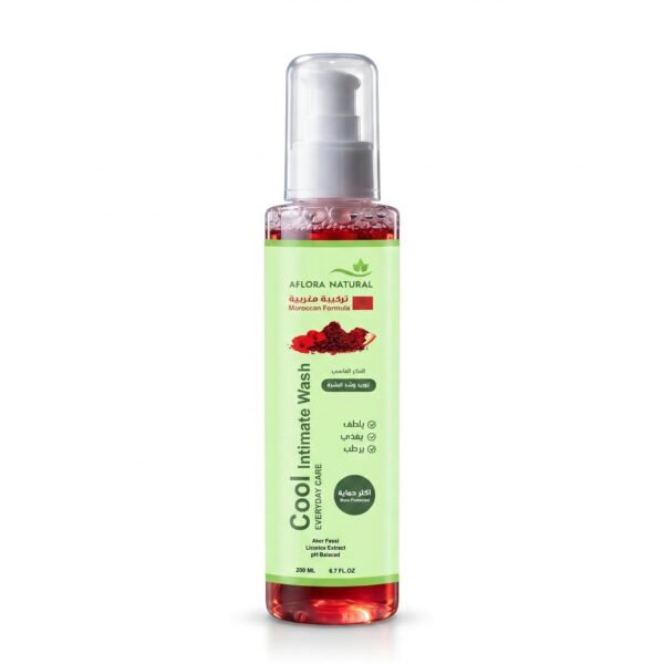 AFLORA NATURAL Cool Daily Care Intimate Wash with Aker Fassi ? Gentle pH-Balanced Feminine Cleanser for Sensitive Skin ? Refreshing & Soothing Daily Hygiene Wash ? 200ml