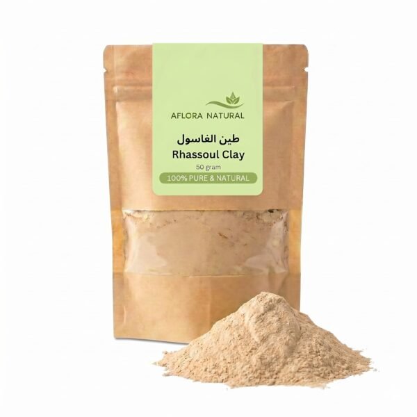 Moroccan Rhassoul Clay Powder, 100% Natural Ghassoul Clay for Face, Body & Hair, Deep Cleansing & Oil Control Treatment, Mineral Rich Spa Mask, 50G