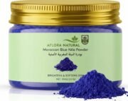 AFLORA NATURAL Moroccan Blue Nila Powder 100g ? 100% Pure & Natural ? Skin Brightening Face & Body Mask ? Helps Reduce Tan, Dark Spots & Uneven Tone ? Traditional Moroccan Beauty Care