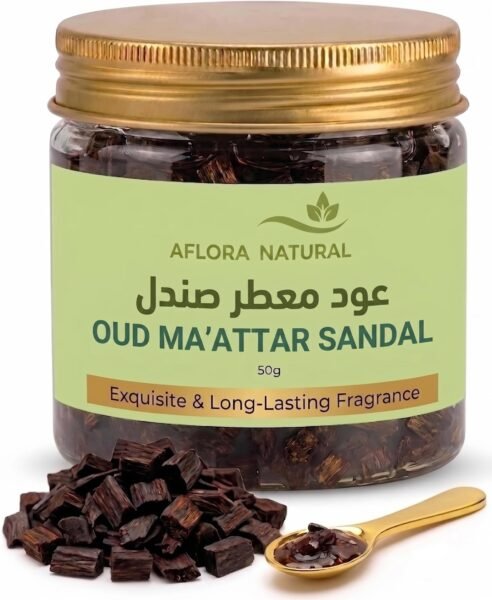 Oud Ma'attar Sandal, Premium Scented Wood Chips Incense, 50g