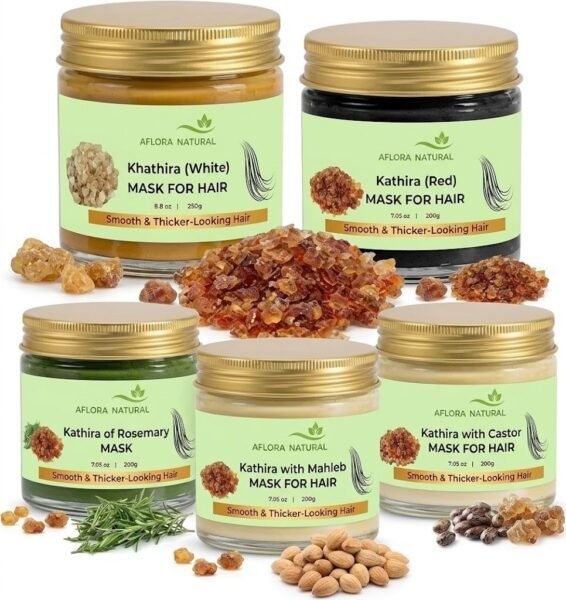 Complete Kathira Hair Mask Collection | Includes White Red Rosemary Mahleb & Castor Hair Masks