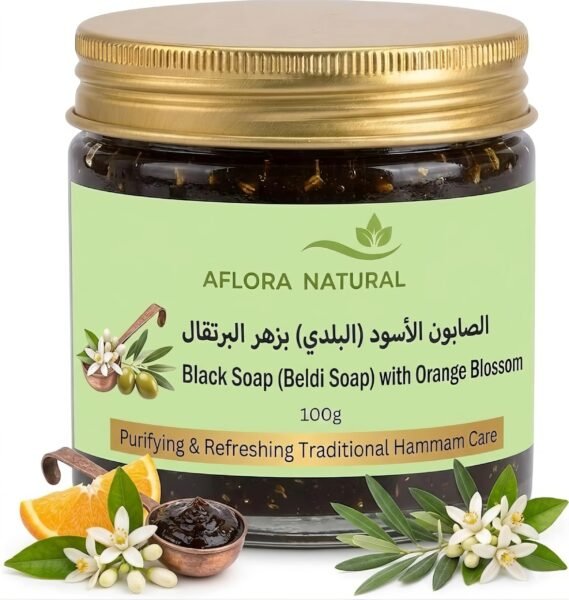 Moroccan Black Soap with Orange Blossom, 100g